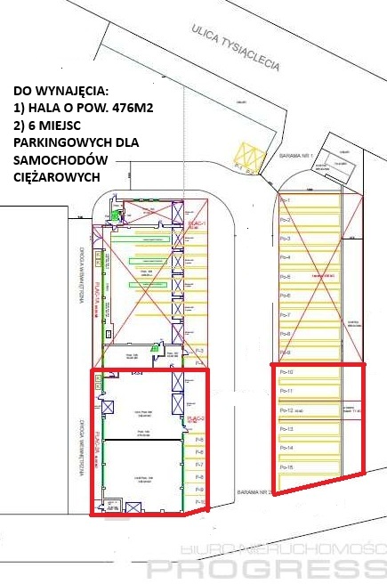 Hala usługowo magazynowa 476m2, 6 miejsc parkingowych dla sam. ciężarowych – KROSNO/ centrum/.
