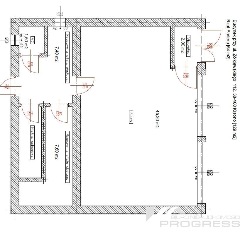 Budynek handlowo usługowy 129m2 do wynajęcia – Krosno /centrum/